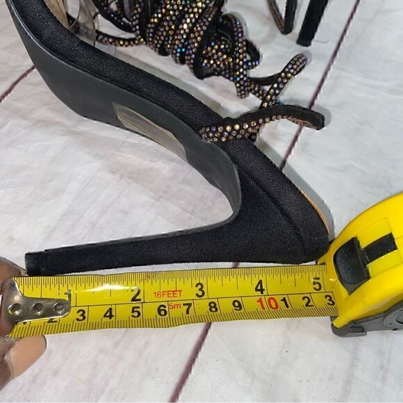 Azalea Wang - Brandy Long Black Diamond Lace Up Stiletto Heel Sandals-Size 8 - Picture 11 of 16